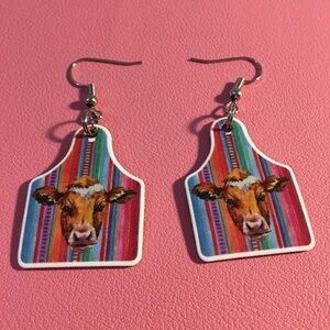 Colorful Cow Print Earrings Ladies